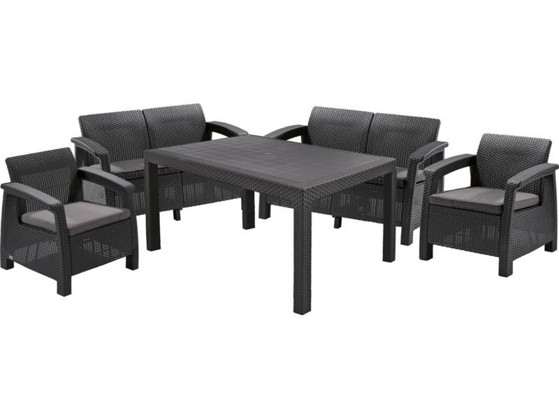 Corfu Fiesta m�anyag kerti b�tor garnit�ra grafit - h�v�s sz�rke